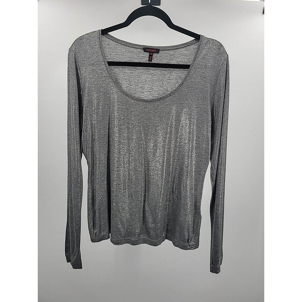 Escada Shimmery Grey Basic Top Sz EU 38